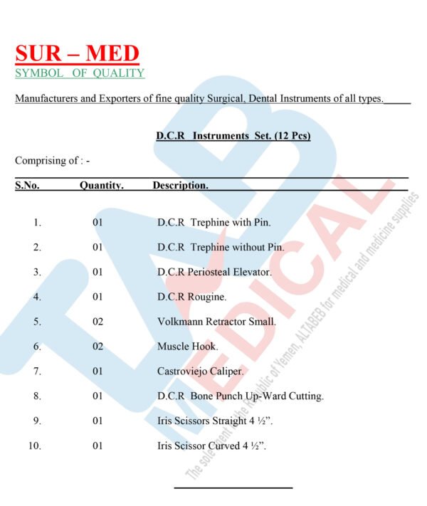 D.C.R Surgery Instruments Set - Image 2