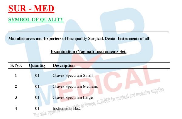 Examination Gyn. Instruments Set - Image 2