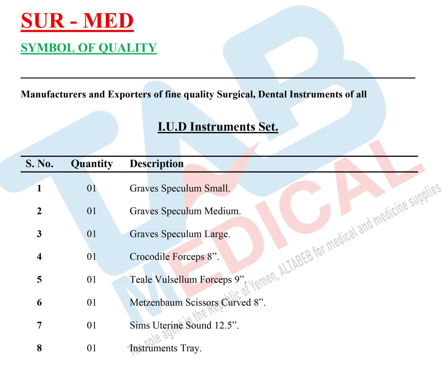 Icd Set Instrument I.U.D Surgery Instruments Set – ALTABEB MED