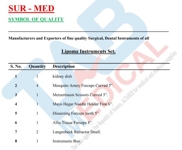 Lipoma Surgery Instruments Set - Image 2