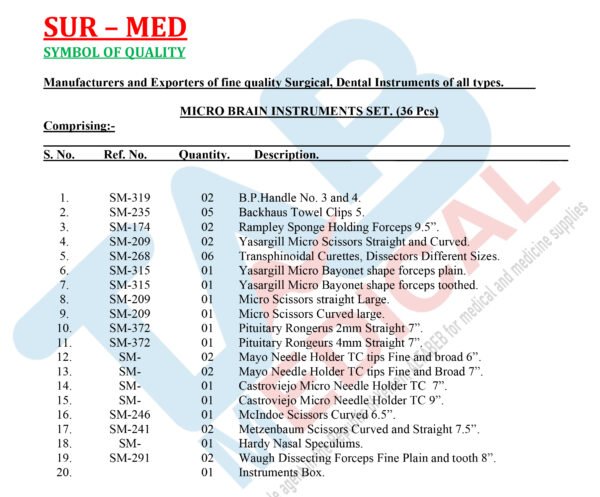 Micro Brain Sur. Instruments Set - Image 2