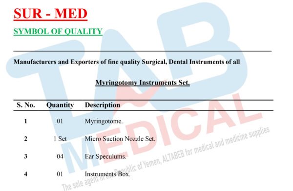 Myringotomy Sur. Instruments Set. - Image 2