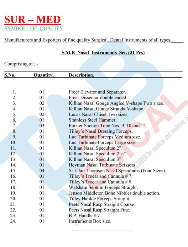 S.M.R Nasal Instruments Set - Image 2